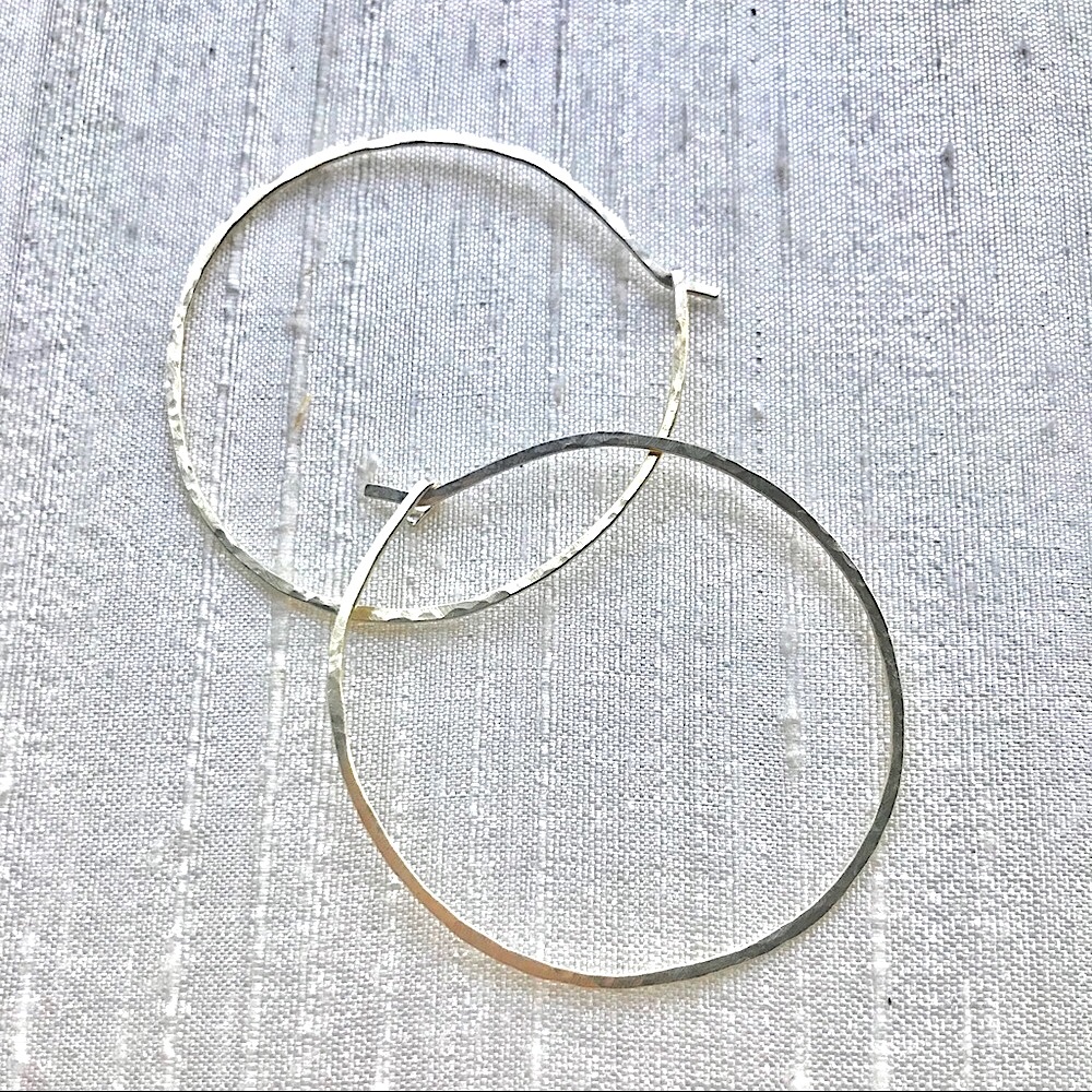 Sterling Silver Artisan Made Hoop Earrings - Picture 8 of 8
